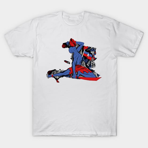 Red and Blue Neg Mawon of Haiti T-Shirt by kenallouis